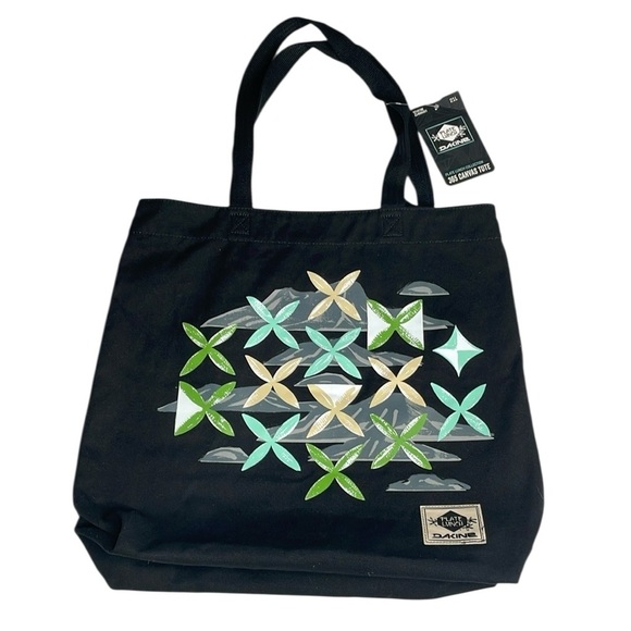 NWT Dakine Plate Lunch Black and Green Geometric Tote Bag - Picture 1 of 9